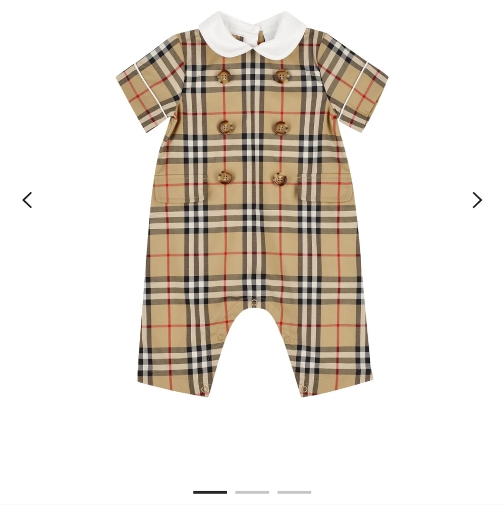 Burberry Plaid Baby Romper with White Collar 12 Mo